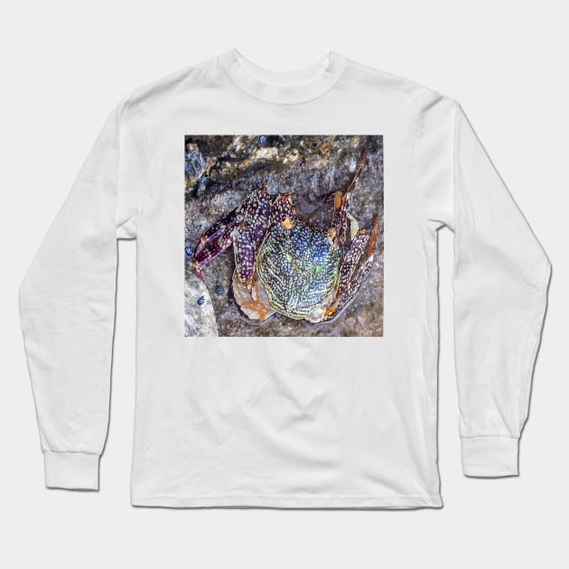 Best fishing gifts for fish lovers 2022. Crab camouflaged against rocks on the beach Long Sleeve T-Shirt by Artonmytee